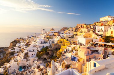 Santorini Island günbatımı, Kiklad Adaları, Yunanistan sırasında