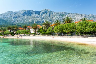 Beach Orebic Peljesac Yarımadası'nda, Dalmaçya, Hırvatistan
