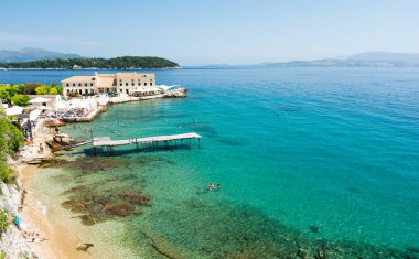 güzel manzara plaj Corfu Island, Yunanistan