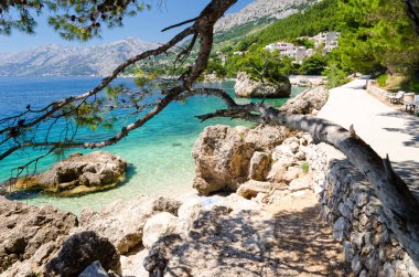 Muhteşem sahil Brela Makarska Riviera, Dalmaçya, Hırvatistan