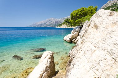 Brela güzel Sahili Makarska Riviera, Dalmaçya, Hırvatistan