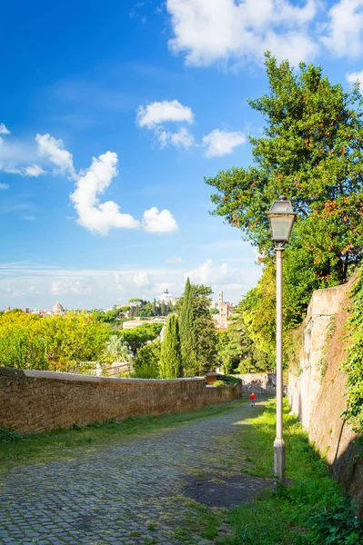 sokakta park manzaralı panorama, Roma, İtalya