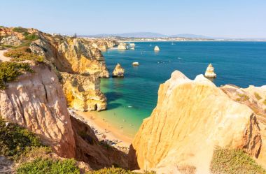 Sahilde Praia görünümü yapmak Camilo Lagos, Algarve, Portekiz