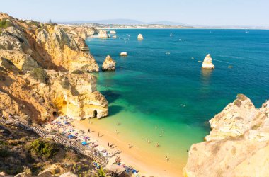 Sahilde Praia görünümü yapmak Camilo Lagos, Algarve, Portekiz
