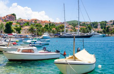 Cavtat, Dalmaçya, Hırvatistan güzel liman