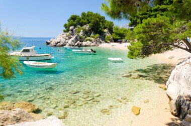 Brela güzel Beach'te Makarska Riviera, Dalmaçya, Hırvatistan