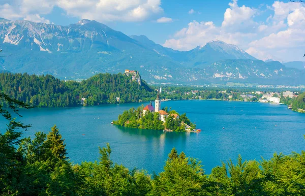 Vista Sul Lago Bled Sulle Alpi Giulie Slovenia — Foto Stock