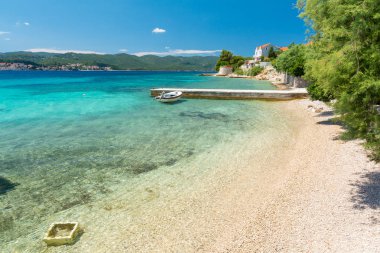 Cennet plaj Orebic Peljesac Yarımadası'nda, Dalmaçya, Hırvatistan