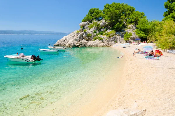 Krásná Pláž Letovisku Brela Makarská Riviéra Dalmácie Chorvatsko — Stock fotografie