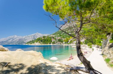Güzel plaj Brela Makarska Riviera, Dalmaçya, Hırvatistan