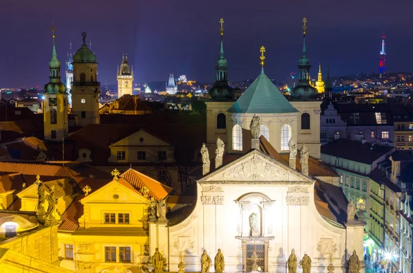 Переглянути Старе Місто Празі Нічний Час Чеська Республіка — стокове фото