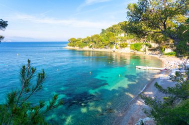 Villefranche-sur-Mer yakınlarındaki Paloma Sahili Fransız Rivierası, Cote d 'azur, Fransa