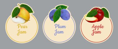 meyve reçeli için etiket kümesi.