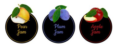 meyve reçeli için etiket kümesi.