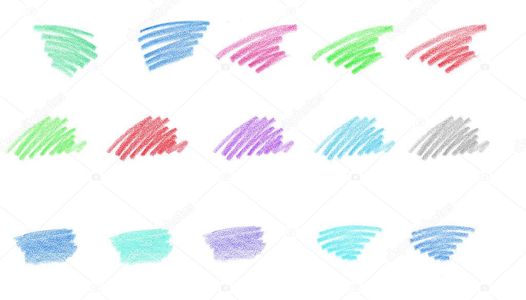 set of color pencil strokes