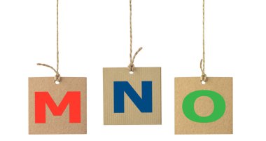 Alfabe harfler izole karton etiket. Küme 4