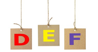 Alfabe harfler izole karton etiket. 2 set