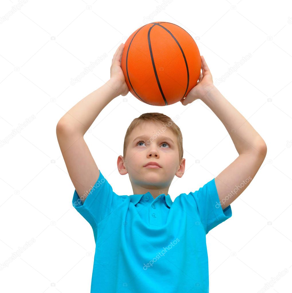 Little boy With Basketball isolated