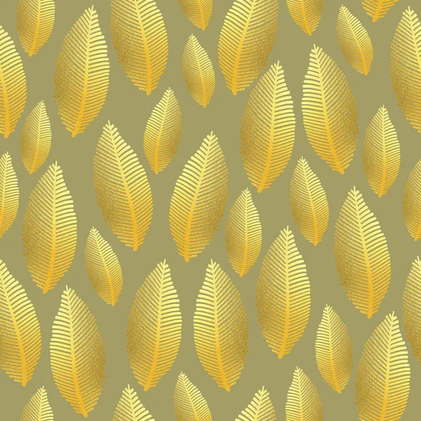 Seamless leaf pattern with gold foil texture