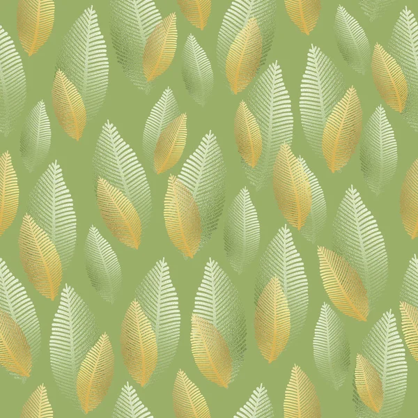 Seamless leaf pattern with gold and silver foil texture — Stock Photo, Image