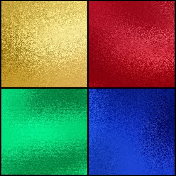 Set of colorful metal foil texture background — Stock Photo, Image