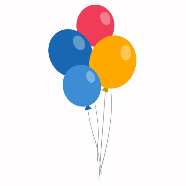 Balões coloridos em estilo plano isolado em branco — Vetor de Stock