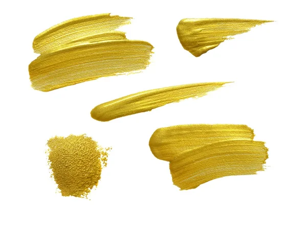 Altın boya izole üzerinde beyaz arka plan stokes