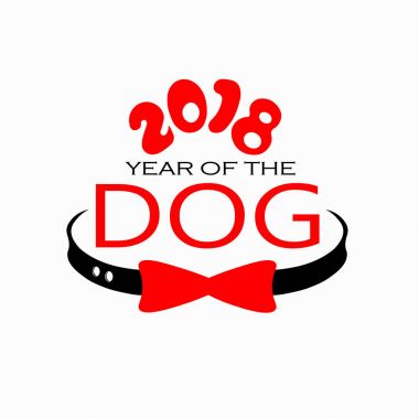 Mutlu yeni yıl köpek 2018 logo yaratıcı tasarım
