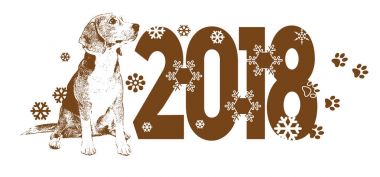 Köpek 2018 vektör şablon yıl tasarım için
