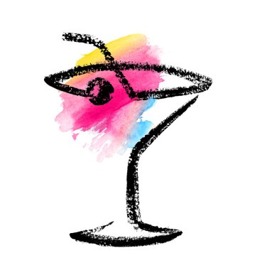 Kokteyl kroki el çizimi.