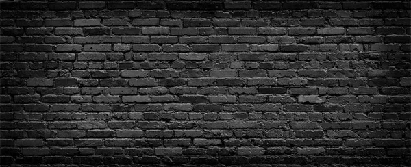 Black brick Wall panorama. — Stock Photo, Image