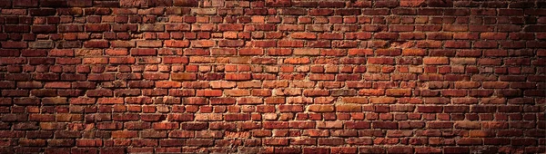Old Red Brick wall panoramic view. — Stock Photo, Image
