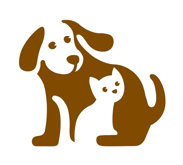 Vektorbild av hund och katt logotyp på vit — Stock vektor