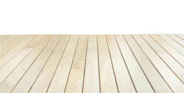 Terrazzo in legno, terrazza in tavole o tavolo su bianco — Foto Stock
