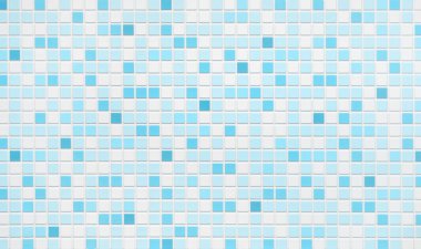 Turquoise blue mosaic tiles texture or background. Bathroom wall tiles , swimming pool tiles in high resolution.