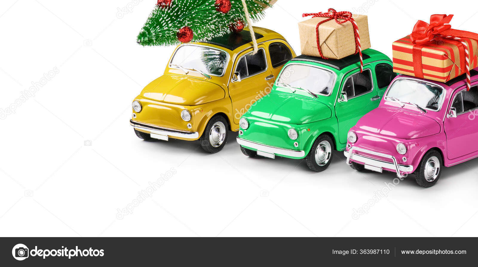 Geschenk Mit Dem Auto Retro- Auto Des Roten Spielzeugs, Das Ein