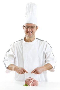 Kasap prparingng çiğ et içine haddelenmiş