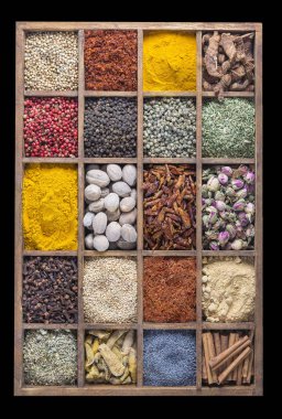 baharat ve otlar ile vetical ahşap kutu