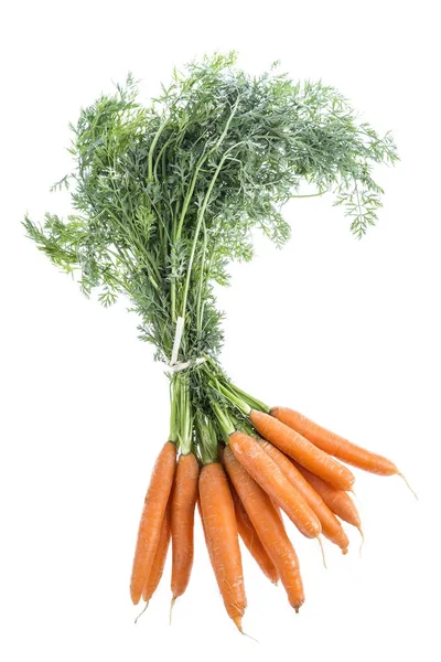 Beyaz arka planda uzun kırmızı havuç kopya alanı, üstten görünüm ile kök kesmek