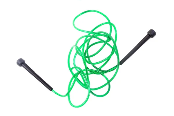 Зеленый Скакалка для сортировки тренировки на белом фоне — стоковое фото