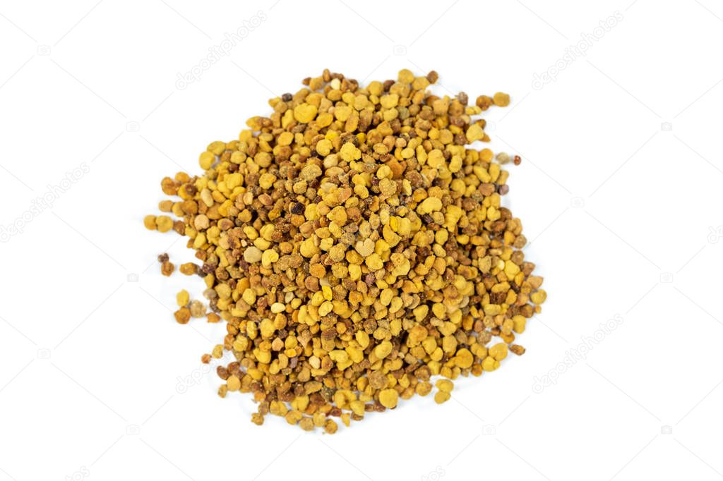 Propolis bee pollen honey grain on white