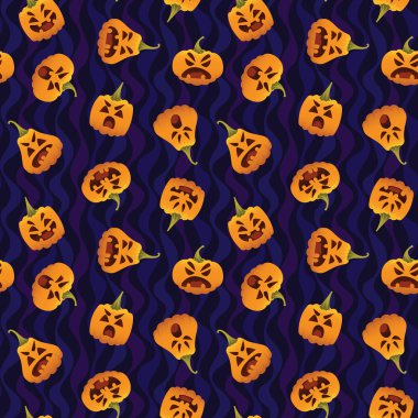 Funny Halloween Pumpkins gülümseyen desenle. 