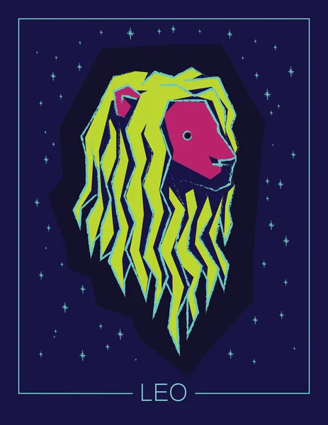 Zodiac sign Leo on night starry sky background. — Stock Vector