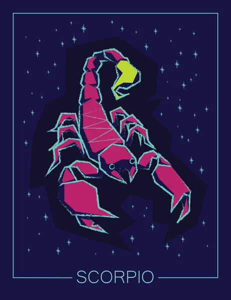 Zodiac sign Scorpio on night sky background. — Stock Vector