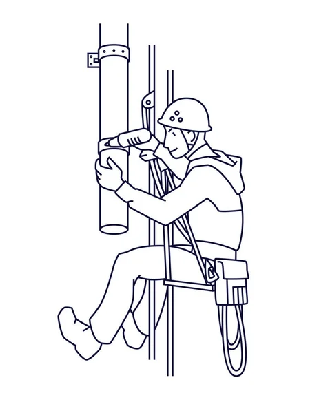 Endüstriyel dağcı oluktan mends. İp erişim. Vektör.