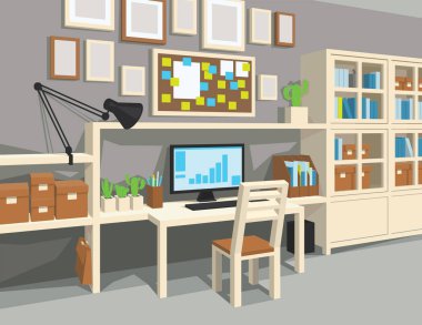 Workroom karikatür tarzı iç.