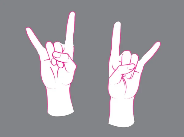 Gesture. Rock sign. Two female hands with index and little finger up. — Stock Vector