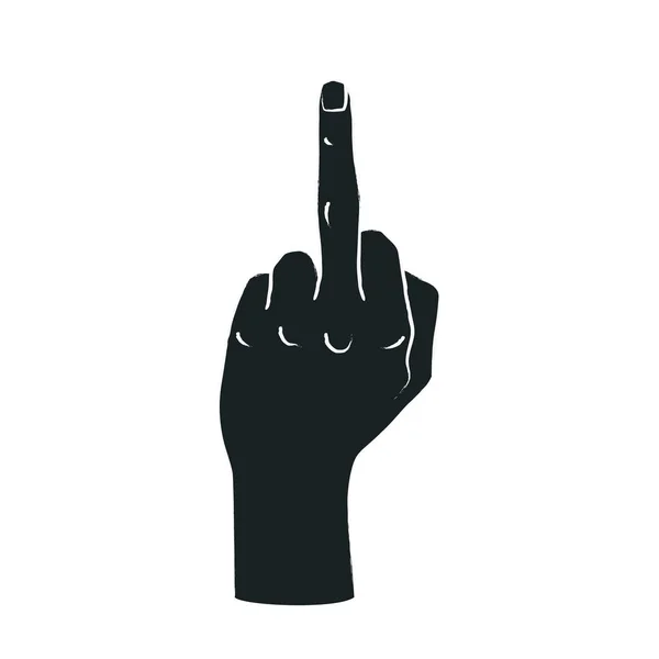 Gesture. Fuck off sign. Female hand with middle finger up. — Stock Vector