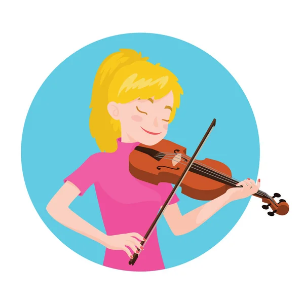 Músico tocando el violín. Chica violinista se inspira para tocar un instrumento musical clásico . — Archivo Imágenes Vectoriales