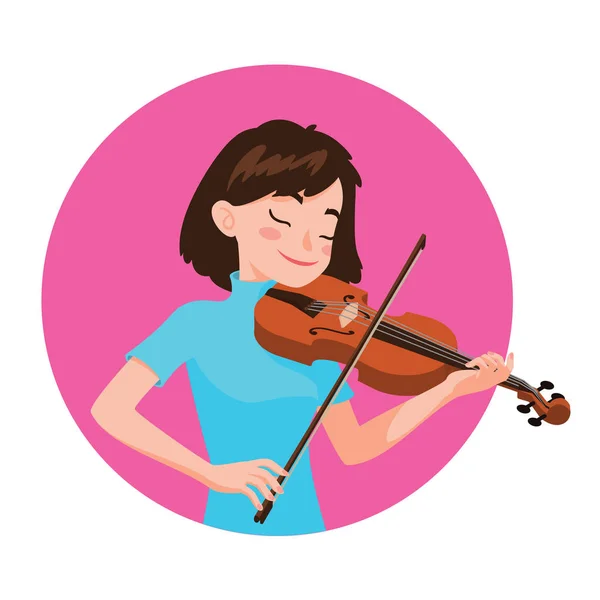 Musician playing violin. Girl violinist is inspired to play a classical musical instrument. — Stock Vector